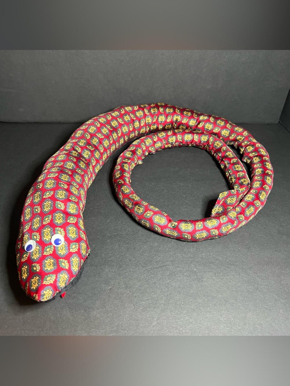 Whimsy Upcycled Handcrafted Wright & Simon Silk Tie Plush Stuffed Snake Toy 55"
